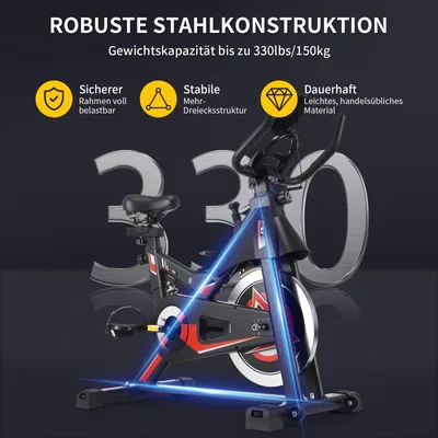 Obrázek produktu pro Domácí rotoped - Fitness kolo - Spinbike - Cvičební kolo - Interiérové kolo - Tichý systém s řemenovým pohonem