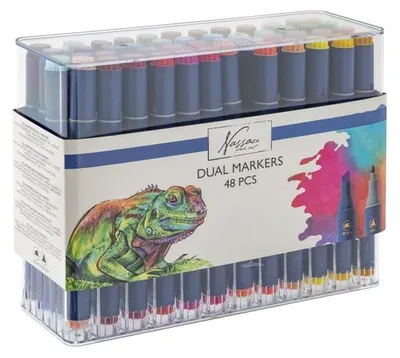 Immagine prodotto di Art Sensations – Set di pennarelli a punta cava Nassau Arts Duopoint con 48 colori