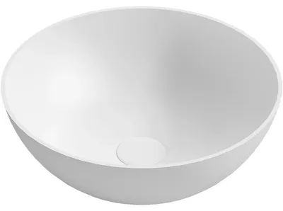 Obrázek produktu pro sklokeramikaO - Umyvadlo z litého mramoru Ovalo - na desku - bílá matná - 40x40 cm