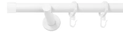 Produktbild von SN Deco Gardinenstange Brest, 19 mm, 1-läufig, Stahl, Komplett-Set mit Ringen, Auflageträger, 120 cm, weiß