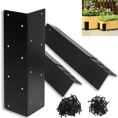 Produktbild von 8 Eckwinkel für Hochbeete (30-60 cm) für Blumen- und Gemüsebeete aus Holz, 11 x 3 x 3 in, dekorativ, aus schwarzem Metall, inklusive Schrauben