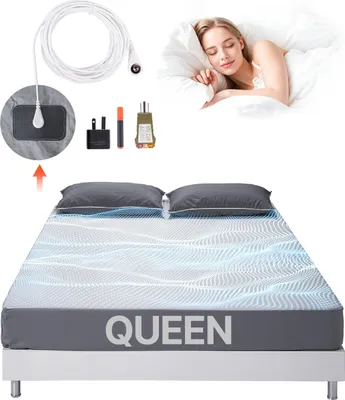 Produktbild von Erdungsbettlaken - Erdungsmatte Queen-Size - Material 95 % Baumwolle & 5 % Silberfaser - Mit Erdungskabel & Tester - Größe 152,5 x 203 cm - Hautfreundlich & Waschbar - Grau