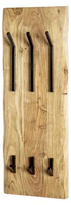 Wandgarderobe Akazie massiv, 6 Haken, 36x100x12 cm