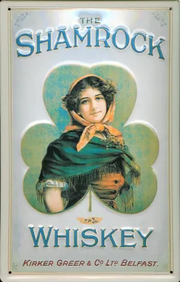 Produktbild von Blechschild Shamrock Whiskey Belfast Schild Werbeschild Nostalgieschild