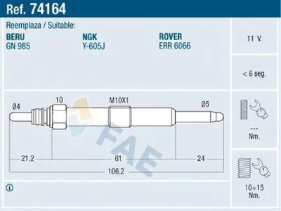 Produktbild von FAE 74164 Diesel Glühkerze für LAND ROVER Defender SUV (L316)