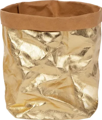 Produktbild von ONVAYA® Aufbewahrungskorb Gold | Größe M | Krempelbox | Dekobox | Geschenkbox | Lederoptik | vegan | waschbar | Brotkorb | Badaufbewahrung