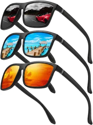 Produktbild von Perfectmiaoxuan 3er-Pack Polarisierte Sonnenbrille Herren Damen, Leichte TR90 Sonnenbrille mit UV400 Schutz, TAC Gläser für Autofahren, Angeln, Urlaub & Freizeit
