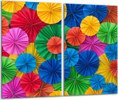 Produktbild von Herdabdeckplatten 2 teilig 30x52 Glaskeramikfeld Abdeckung Glas Bunt
