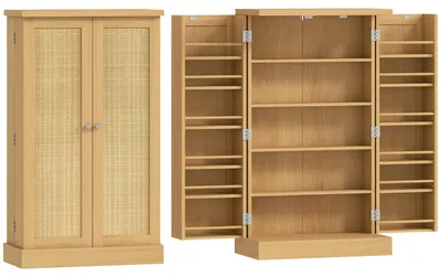 Obrázok produktu pre Kúpeľňová skrinka z ratanu, 5 políc | Farba: prírodné drevo | Rozmery: 60 x 30 x 104 cm