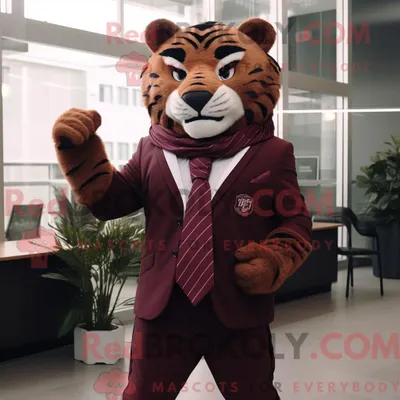 Produktbild von Kastanienbraunes REDBROKOLY Tiger-Maskottchen-Kostüm mit Blazer und Schals
