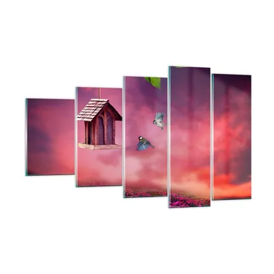 Produktbild von Bilder auf glas - Vögel Wiese Garten Dekoration - 100x60cm - Glasbilder - Wandbilder - Kunstdruck - zum Aufhängen bereit - Wanddekoration aus Glas - Glas Bilder - Wandbild auf Glas - GEG100x60-3115