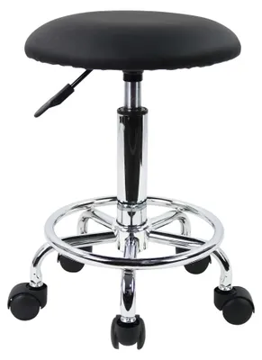 Zdjęcie produktu dla Stołek barowy obrotowy - - Regulowana wysokość 49-64 cm - Czarny - Na biuro i salon