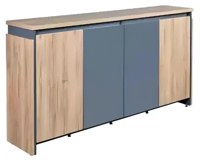 Produktbild von Großes Büromöbel Set Schreibtisch Massivholz Möbel Kommode Braun 4tlg