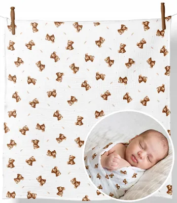 Produktbild von Musselin Mullwindel 120x120 cm  – Dickes Mulltuch gekreppt, Baby Einschlagtuch & Decke
