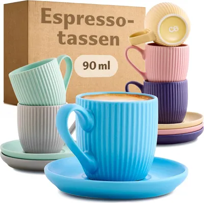 Produktbild von Espressotassen Farbig Pastel Matt 6er Set