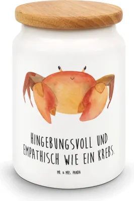 Produktbild von Mr. & Mrs. Panda behälter Sternzeichen Krebs - Weiß - Geschenk, Keksdose, Krebse, Meerestier, zuckerdose, Dose, Kaffeedose, Geburtstag Juni, Vorratsbehälter, Krabbe, Meer