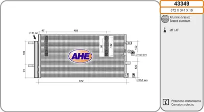 Produktbild von AHE 43349 Kondensator Klimaanlage Klimakondensator für AUDI A4 Avant (8K5, B8)