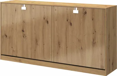 Produktbild von Kaiser Möbel Schrankbett  90x200 Horizontal Wandklappbett INDEX Eiche mit Matratze H2/H3