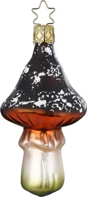 Produktbild von Christbaumschmuck Brauner Fliegenpilz Glas 10cm dunkelbraun, 1 Stück