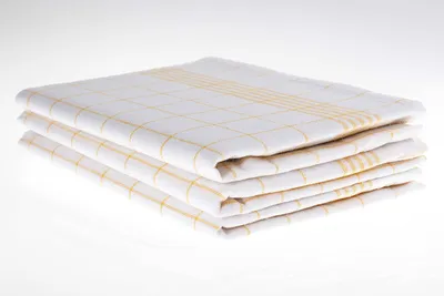 Produktbild von 10er-Set Geschirrtücher in gelb-weiß-kariert 60x80 cm aus 55% Leinen und 45% Baumwolle