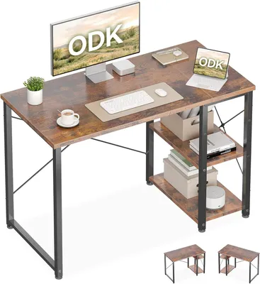 Obrázek produktu pro Psací stůl s otočnou přihrádkou, rozměry 100 x 48 cm, barva hnědá, určený do kanceláře