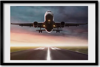 Produktbild von Bild 60x40 MDF-Rahmen, Wandkunst Flugzeugstart
