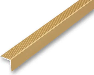Produktbild von (7,84EUR/m) 19 x 20 x 900 mm Treppenwinkel goldfarben gebohrt inkl. Montageset Treppenkantenprofil Treppenkante - grob gerieft - rutschhemmend