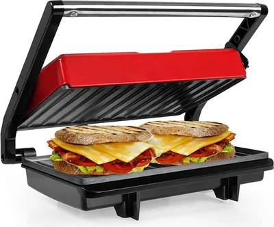 Produktbild von Gotoll Kontaktgrill GL311, 750 W, Sandwichtoaster,Panini Grill, Panini Sandwichmaker, Elektrogrill Multifunktion, kleine Tischgrill