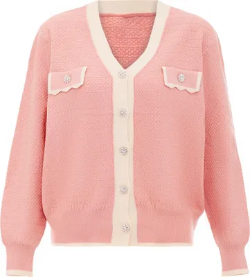 Immagine prodotto di Cardigan da donna Carato - rosa bianco lana, XS/S