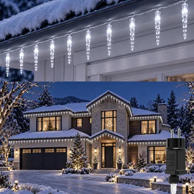 Obrázok produktu pre Ikodm Eiszapfen, LED svetelný reťazec, 80 LED, 10 metrov, studená biela, vianočná dekorácia, vianočná výzdoba, efekt sneženia, osvetlenie okien, 8 režimov