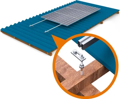 Produktbild von Montagesystem mit Stockschrauben für 4 Solarmodule 1-reihige Hochkant-Verlegung
