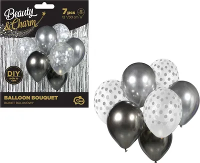 Zdjęcie produktu dla Bukiet balonowy B&C srebrno-grafitowy 7szt 12" Godan