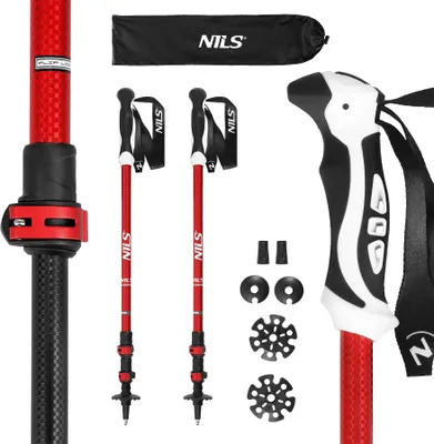 Produktbild von Rote Nordic Walking Stöcke aus Aluminium, Länge verstellbar