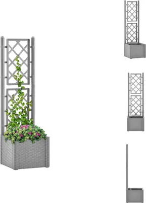 Produktbild von vidaXL Garten-Hochbeet mit Spalier und Selbstbewässerungssystem Grau -  Blumentöpfe & Pflanzgefäße