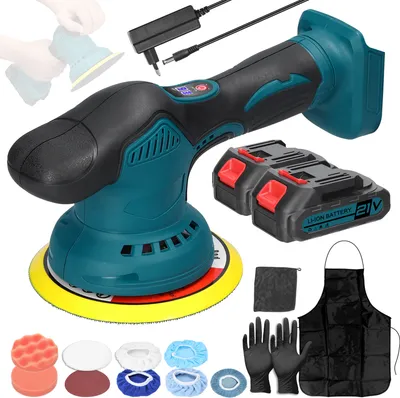 Produktbild von 21V Polierschleifer 6 Gänge Akku-Autopoliermaschine 2800-5500RPM Poliermaschine Polierer Set mit 2 Akku, Multifunktionale Wachsen Schleifen Maschine