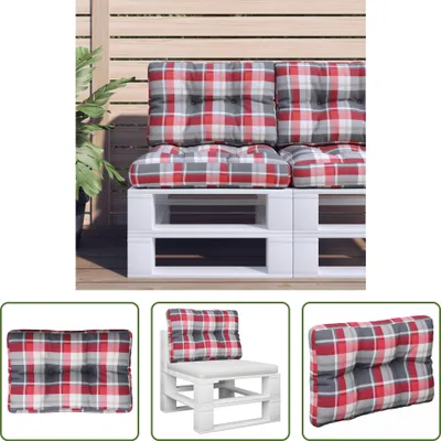 Immagine prodotto di The Living Store Cuscino per pallet Rosso Motivo a quadri 50x40x12 cm Tessuto