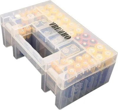 Obrázek produktu pro Organizér na baterie – velký úložný kufřík – držák na baterie – box na baterie – velká kapacita 60 kusů