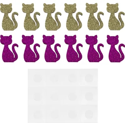 Produktbild von Oblique Unique 12x Holz Katzen Konfetti mit Glitzer Tischdeko Holzdeko Streudeko für Kinder Geburtstag Basteln - pink gold