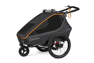 Produktbild von Qeridoo Kidgoo 2 Sport FIDLOCK Edition- Kinderfahrradanhänger für 2 Kinder, Farbe: Orange