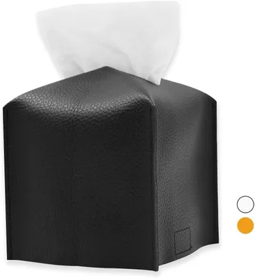 Produktbild von Moderne, nachfš¹llbare Taschentuchbox aus Leder šC Ma?e 13 x 13 x 13 cm, fš¹r Zuhause, Bš¹ro oder Auto, schwarz