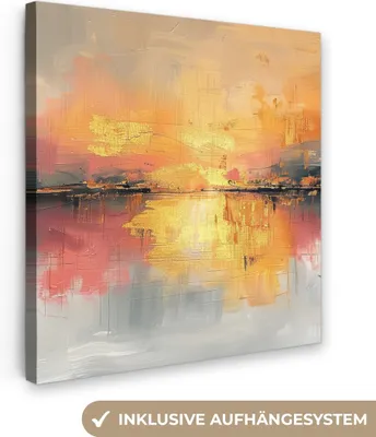Produktbild von MuchoWow® - Leinwandbilder - Modern - Abstrakt - Gold - Rosa, Wandbild, Wanddeko Bilder Wohnzimmer, 50x50 cm