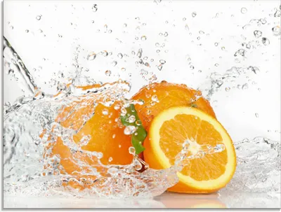 Produktbild von ARTland Glasbild Orange mit Spritzwasser Größe: 80x60 cm