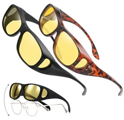 Zdjęcie produktu dla Okulary nocne polaryzowane do jazdy antyodblaskowe żółte 2 szt