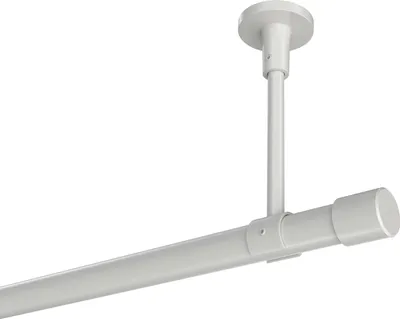 Produktbild von Interdeco Gardinenstange / Vorhangstange Weiß, Typ Sonette Santo (Kappe) ohne Ringe, Deckenmontage, 20 mm Ø 1-läufig, 100 cm