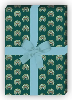 Produktbild von Feines Geschenkpapier mit Paisley Hörnchen, grün zum Einpacken - G11503, 32 x 48cm