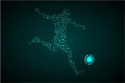 Produktbild von Wallario selbstklebendes Poster - Fußball - ein Spieler aus tausend Sternen in türkis, Größe: 100 x 150 cm