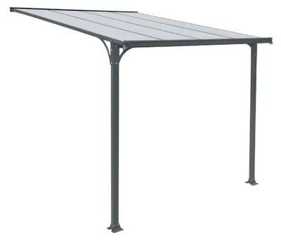 Produktbild von HOME DELUXE - Vordach Haustür CUBIS - Größe: Large - 291 x 150 x 258 cm - Anthrazit, Gestell: Aluminium, inkl. Polycarbonat Platten I Hautürvordach Pultdach Glasvordach
