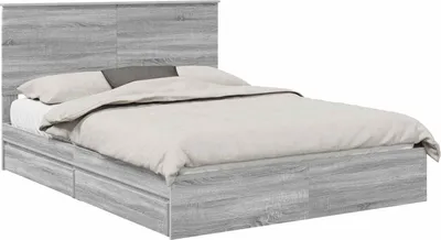 Immagine prodotto di Letto contenitore vidaXL, colore Sonoma grigio, dimensioni 150 x 200 cm, realizzato in materiale composito di legno