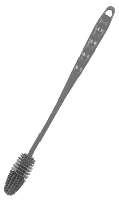 Image de Brosse à biberon en silicone : brosse de nettoyage pour biberons à manche long et résistant, pour la maison, la cuisine ou le bureau, courte, grise