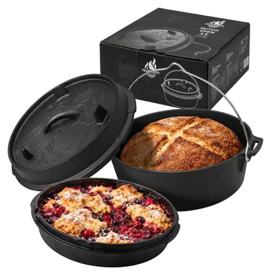 Produktbild von Gusseisen Dutch Oven 3,5 l, bereits vorbehandelt, Deckel als Servierplatte, induktionsgeeignet